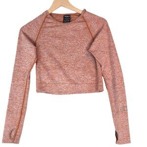 PINK Active Long Sleeve Rust Crop Top Size M Thumbhole Seamless Knit Gym